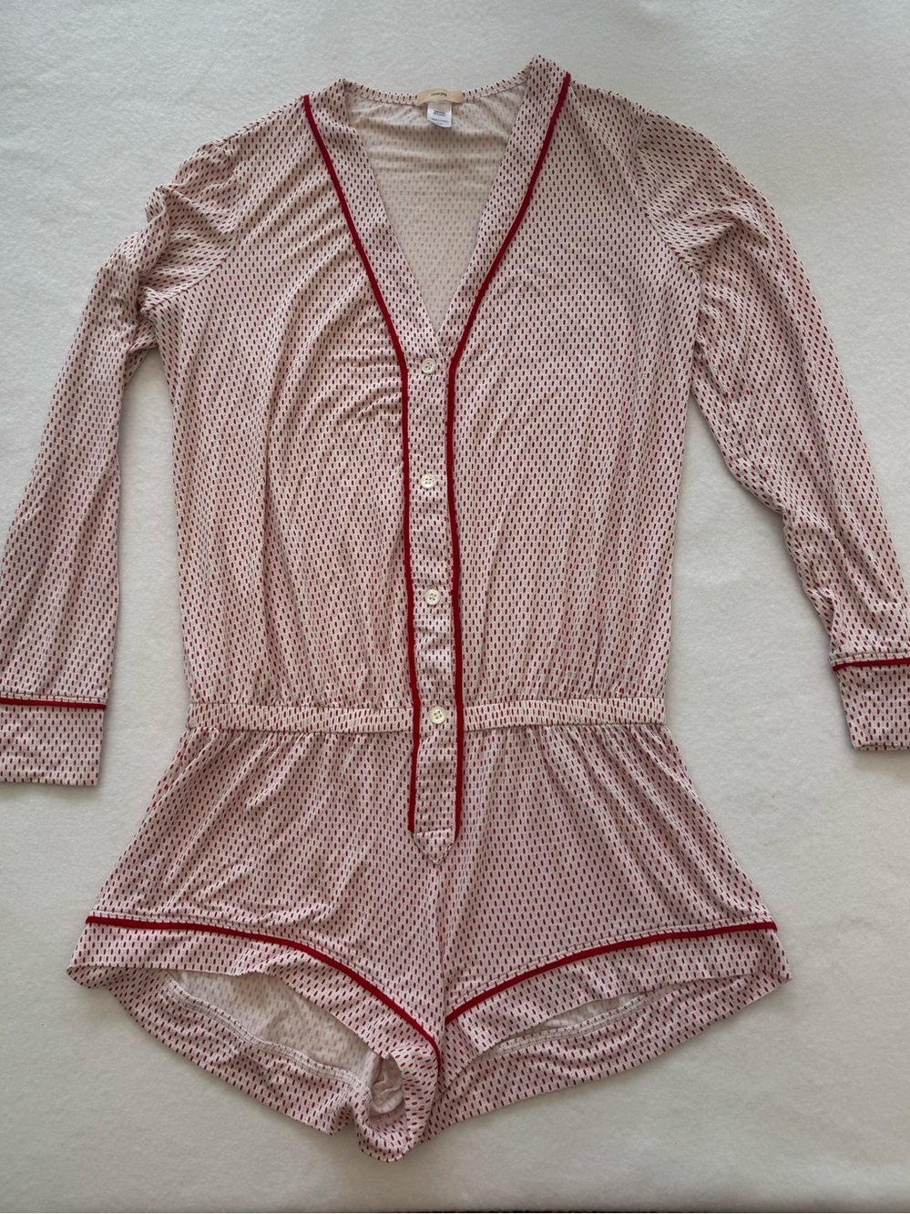 Eberjey Long Sleeve Sleep Romper Teddy Small EUC